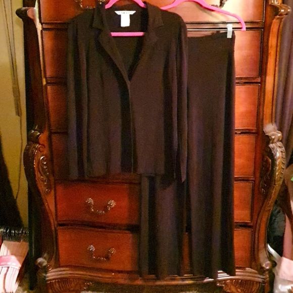 Plaza South Pants - Vtg 90s Brown Two Pc Matching Pantsuit